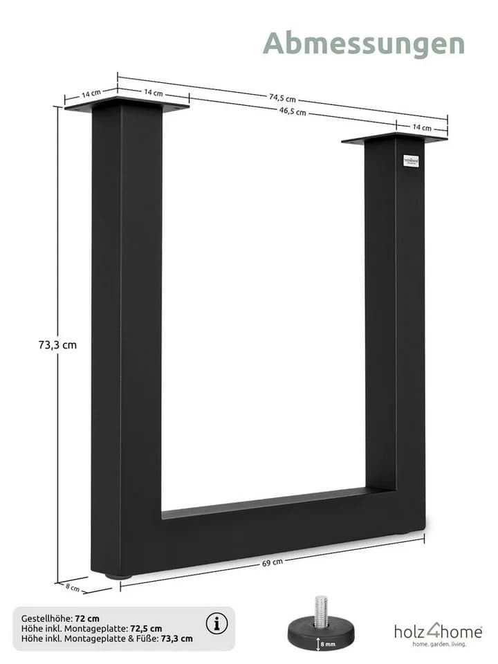 holz4home® Tischgestell Metall Schwarz Schwerlast - Bild 5