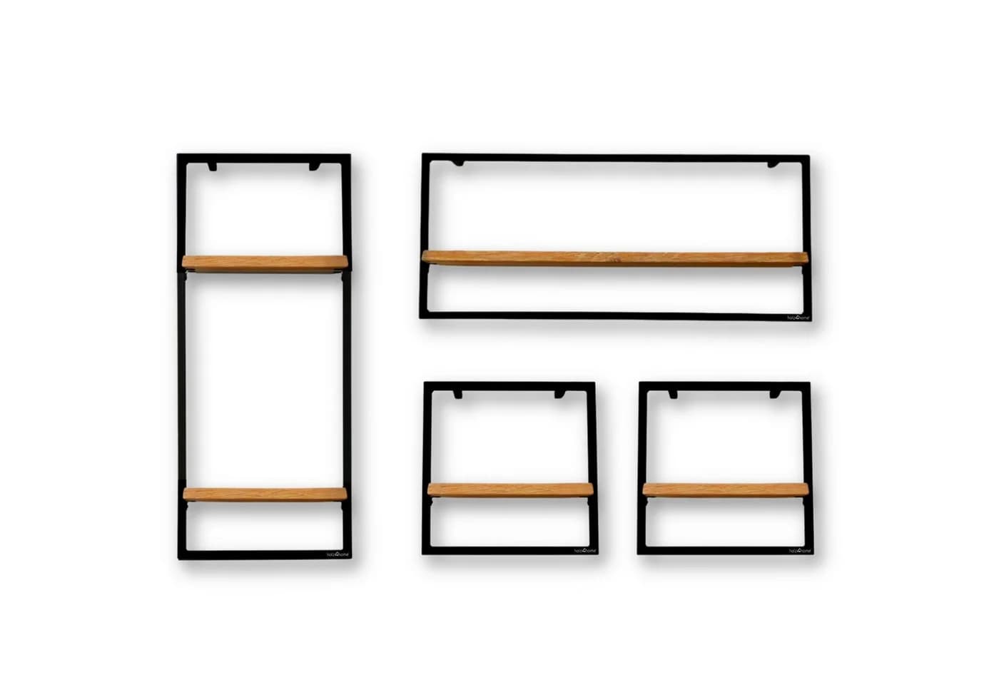 holz4home® Wandregal Natur Eiche Metallrahmen Schwarz Industrial Schweberegal - Bild 2