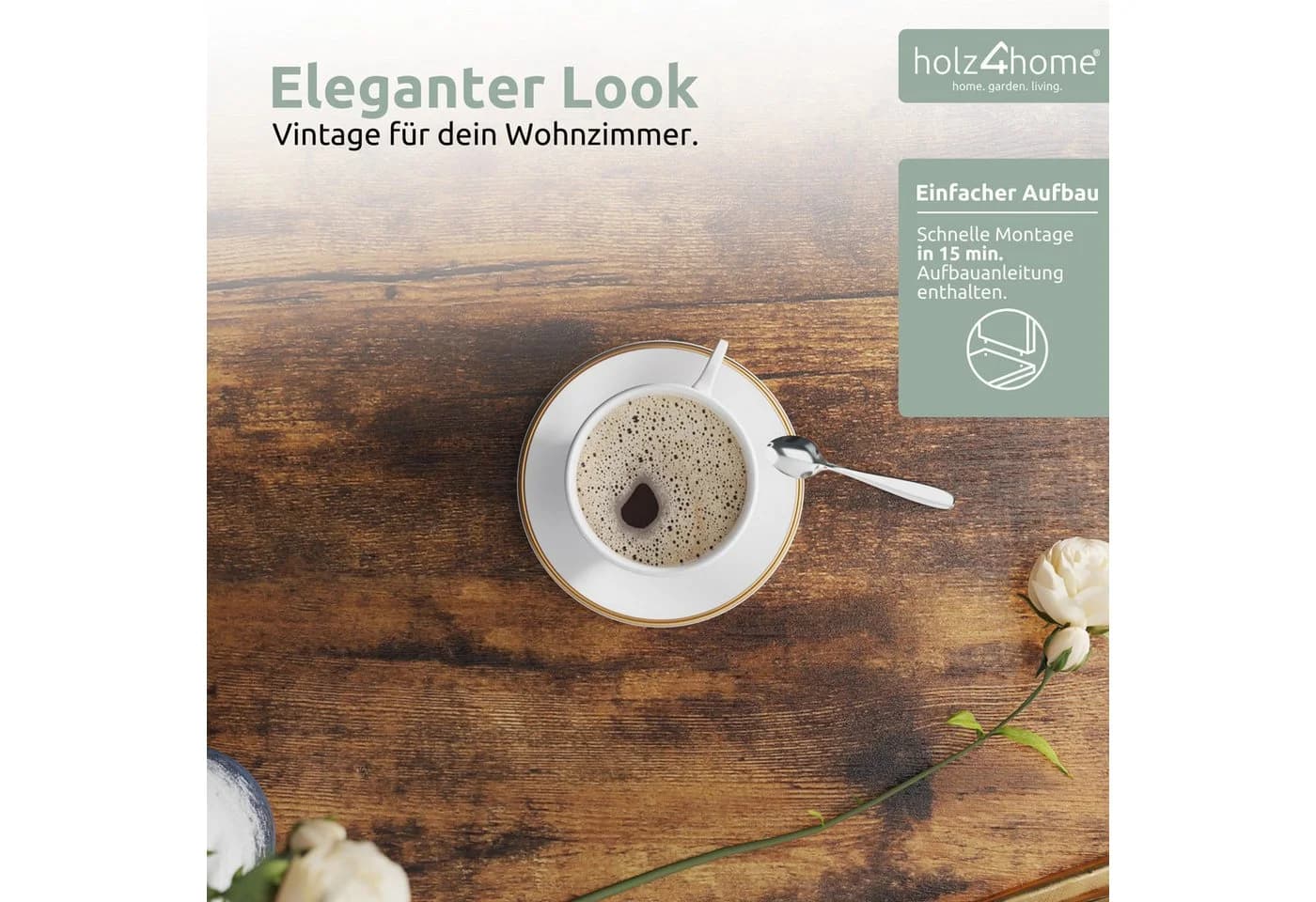 Couchtisch im Industrielook aus Holz und Metall - Bild 5