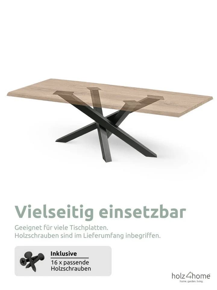 holz4home® Tischgestell aus Metall Schwarz Pulverbeschichtet Schwerlast