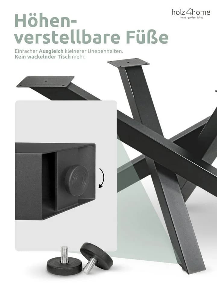 holz4home® Tischgestell aus Metall Schwarz Pulverbeschichtet Schwerlast - Bild 4