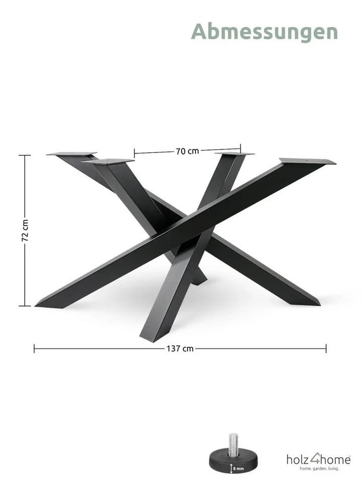 holz4home® Tischgestell aus Metall Schwarz Pulverbeschichtet Schwerlast - Bild 5