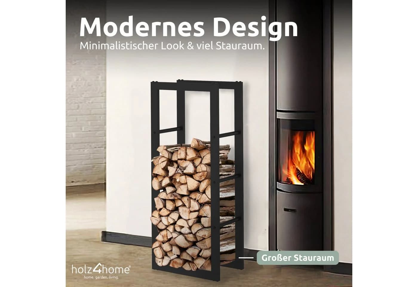 holz4home® Kaminholzregal aus Metall Schwarz - Bild 4