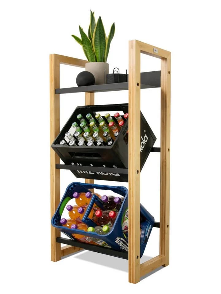 holz4home® Getränkekistenregal Bambus Schwarz Metallstreben - Bild 2