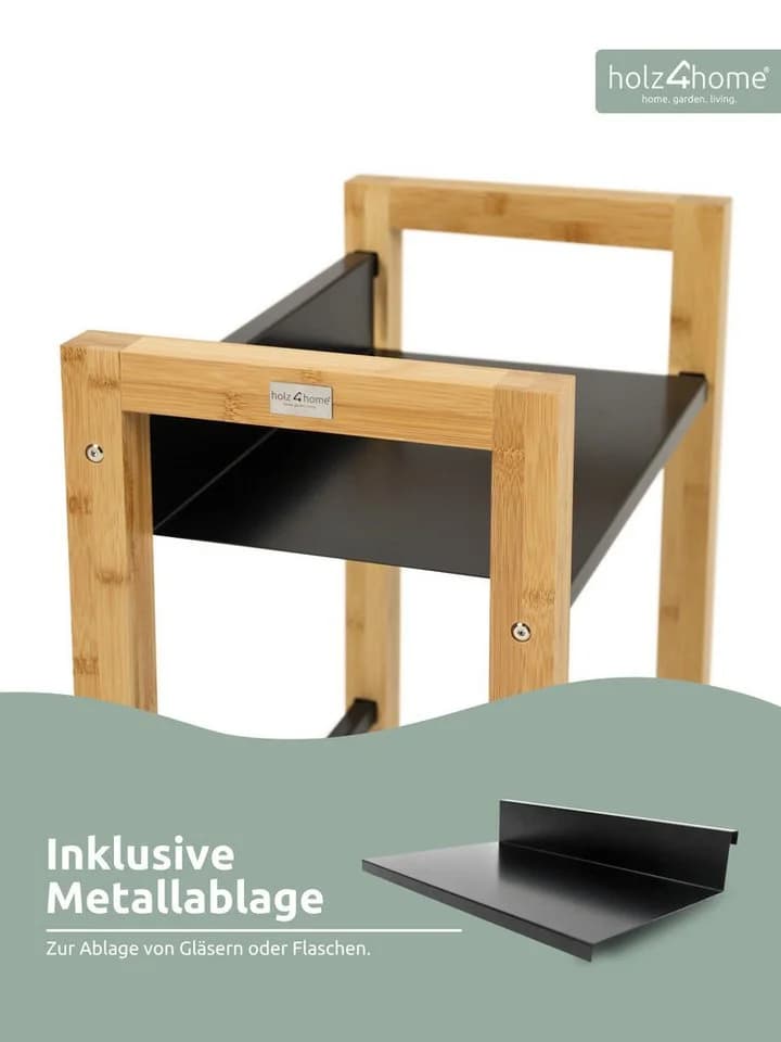 holz4home® Getränkekistenregal Bambus Schwarz Metallstreben - Bild 5