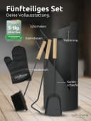 holz4home® Kamingarnitur 5-tlg. Grauschwarz mit Holzgriff & Ofenhandschuh Bild 3