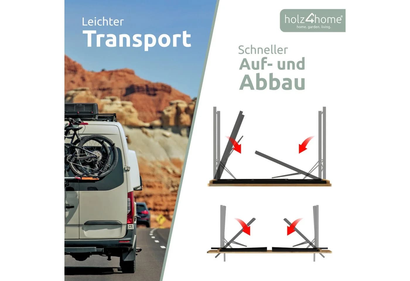 holz4home® Bierzeltgarnitur 3-teilig Holz Metall Klappbar - Bild 5