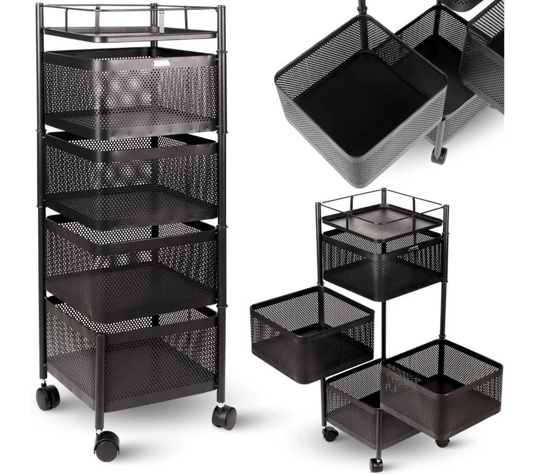 deluxe4home Rollwagen Küchenwagen Schwarz 4 Ebenen - Bild 2