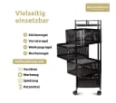 deluxe4home Rollwagen Küchenwagen Schwarz 4 Ebenen Bild 5