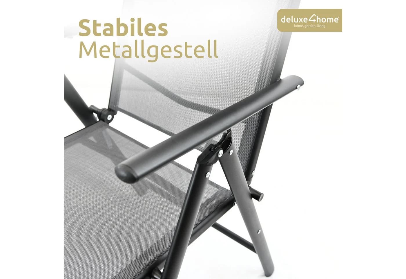 deluxe4home Gartenstuhl Hochlehner Grau Klappbar & 7-stufig verstellbar - Bild 3