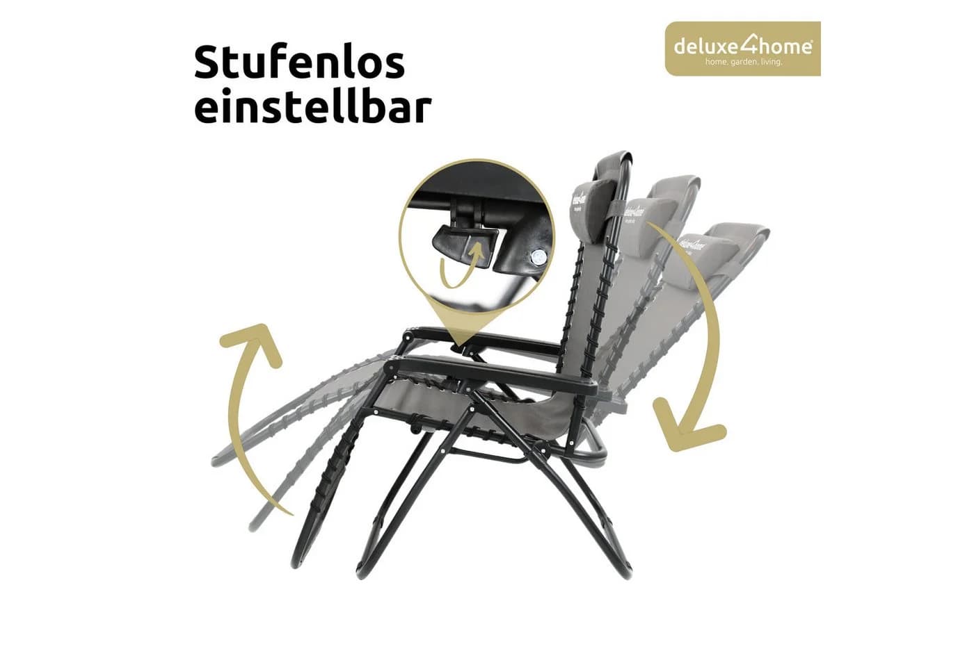 deluxe4home Gartenliege Set 3-teilig Anthrazit Klappbar - Bild 4
