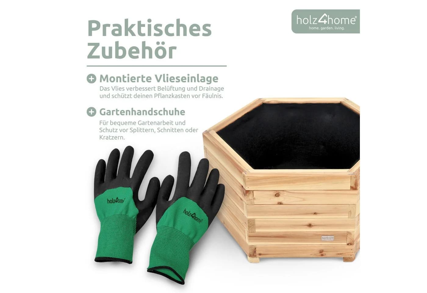 holz4home® Pflanzkübel 6-eckig Tannenholz 3er Set Outdoor Indoor - Bild 5