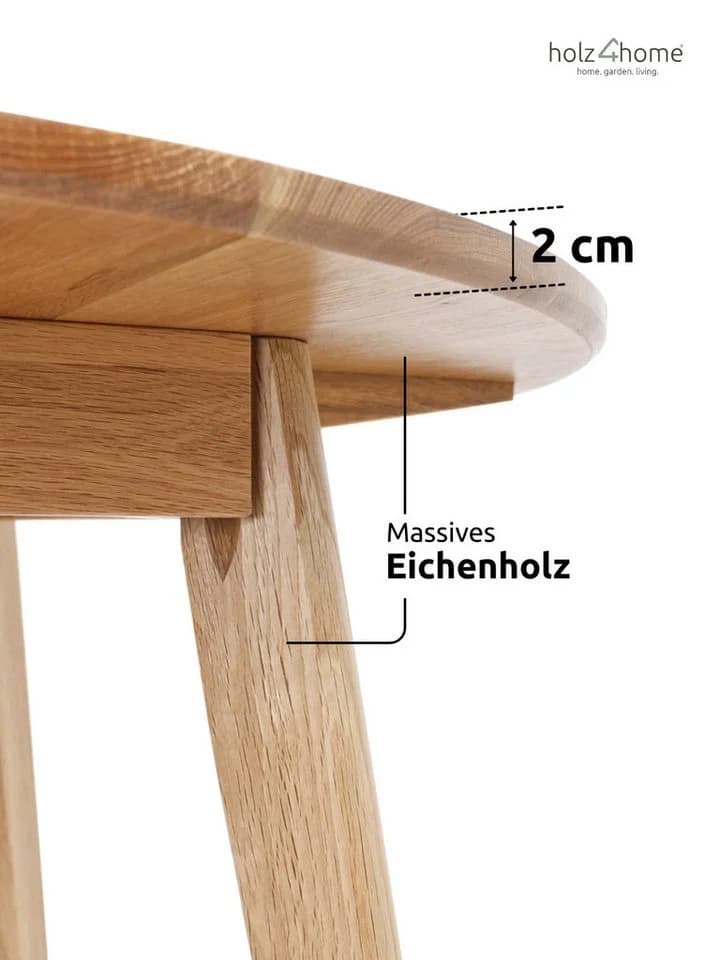 holz4home® Esstisch Rund aus Eichenholz Massiv - Bild 3