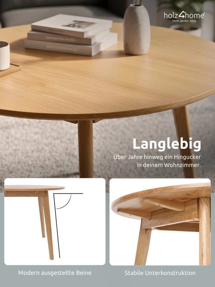holz4home® Esstisch Rund aus Eichenholz Massiv - Bild 4