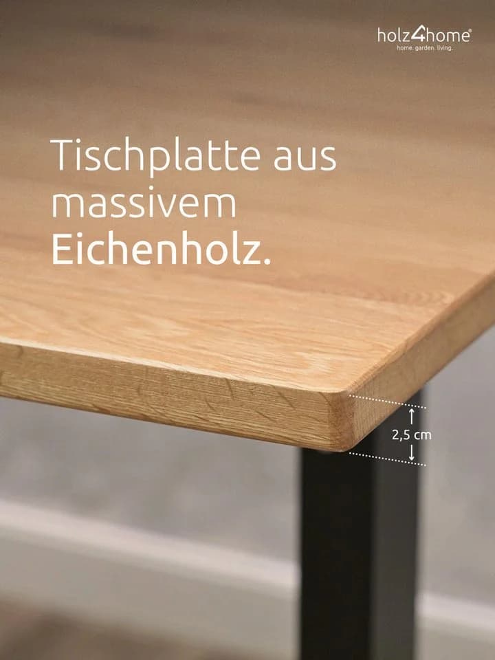 holz4home® Elektrisch höhenverstellbarer Schreibtisch Massivholz Eiche - Bild 4