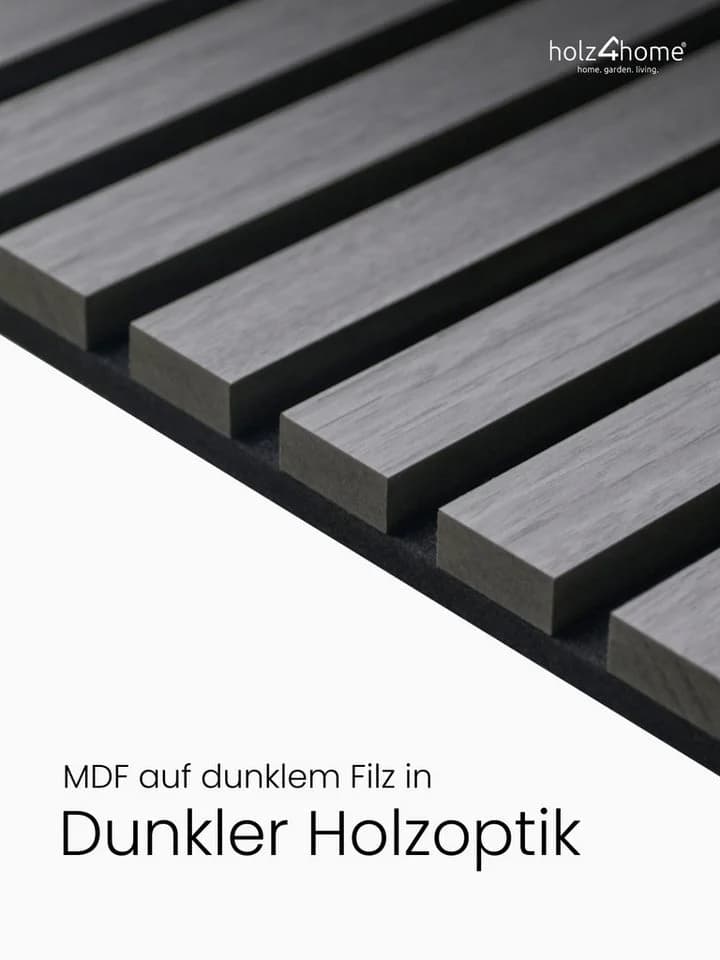 holz4home® Akustikpaneel Set 2-tlg. MDF Holzoptik Schwarz - Bild 3