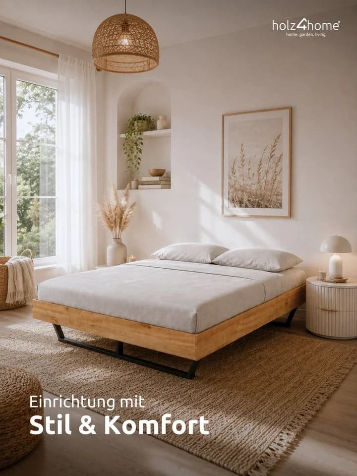 holz4home® Massivholzbett Eiche Klassik ohne Kopfteil