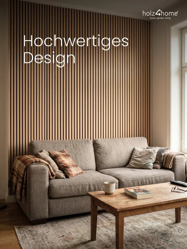 holz4home® 3D Wandpaneel Set Holzoptik 4-tlg. Akustiklamellen