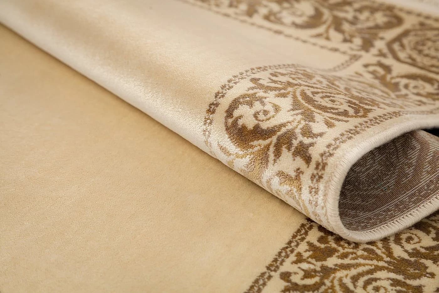 Belle Arti Luxus Teppich Viskose Seidenglanz Barock Beige Gold - Bild 3