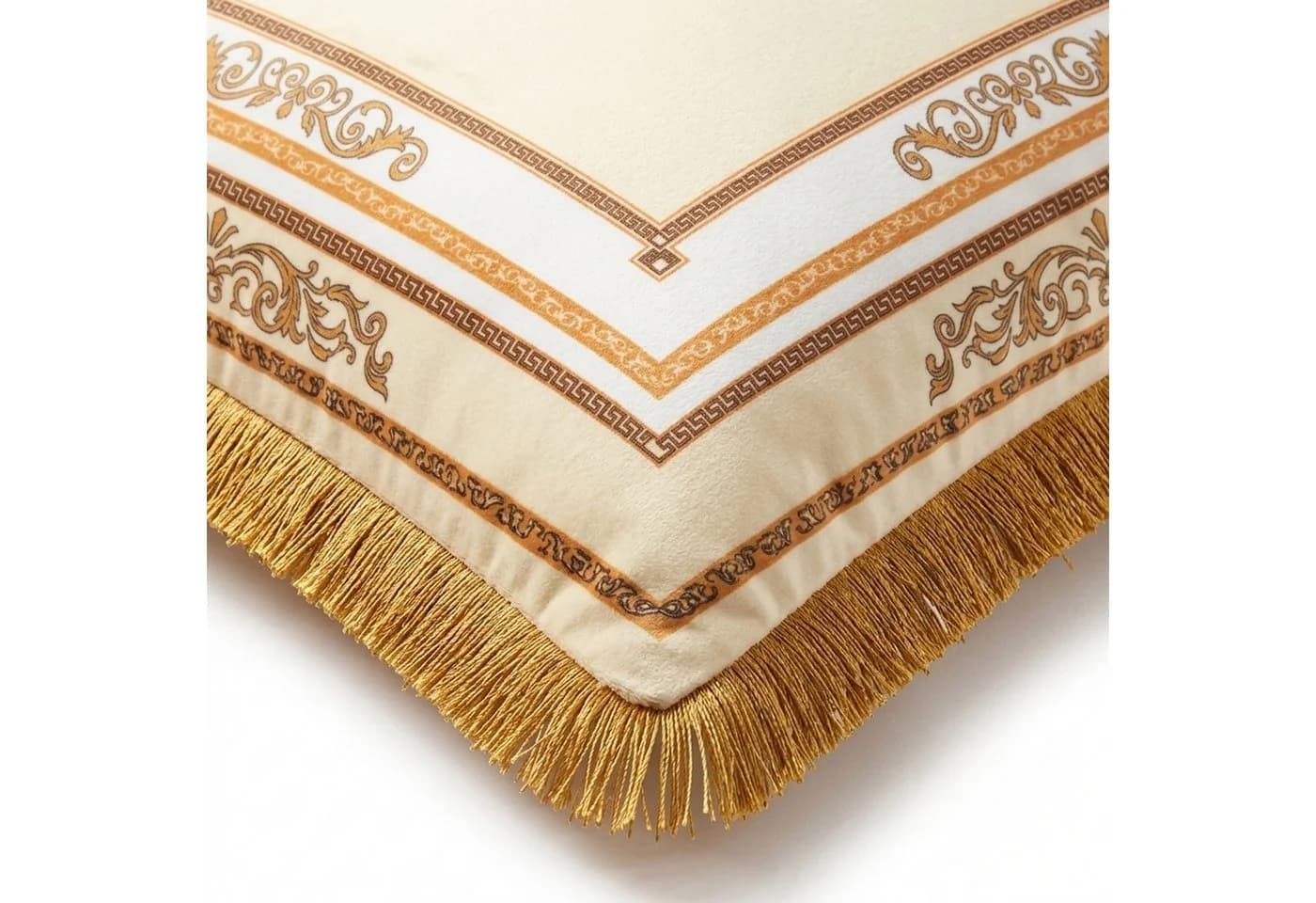 Belle Arti Dekokissen Samt mit Löwen- oder Kronenmotiv Beige/Weiß