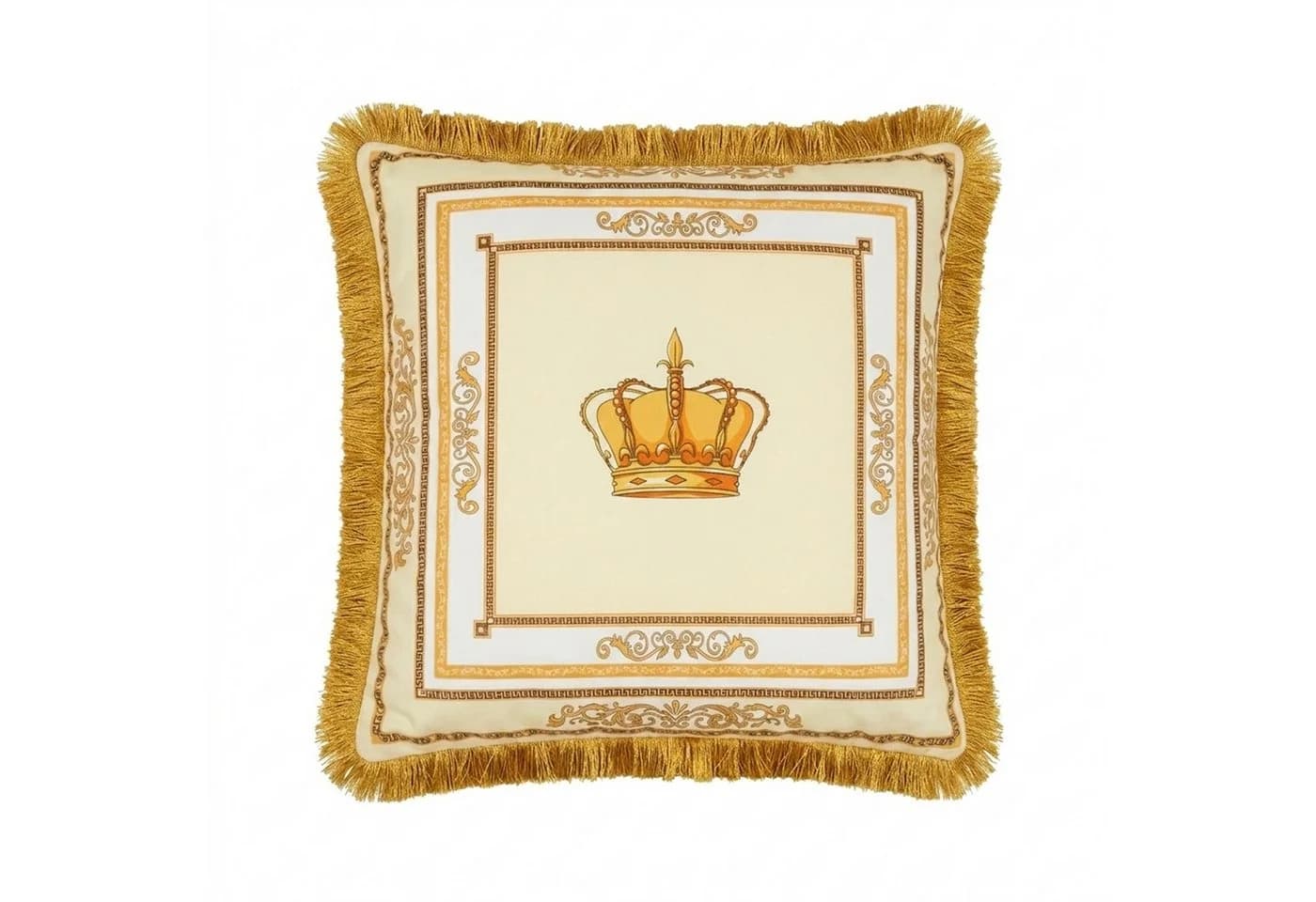Belle Arti Dekokissen Samt mit Löwen- oder Kronenmotiv Beige/Weiß - Bild 2