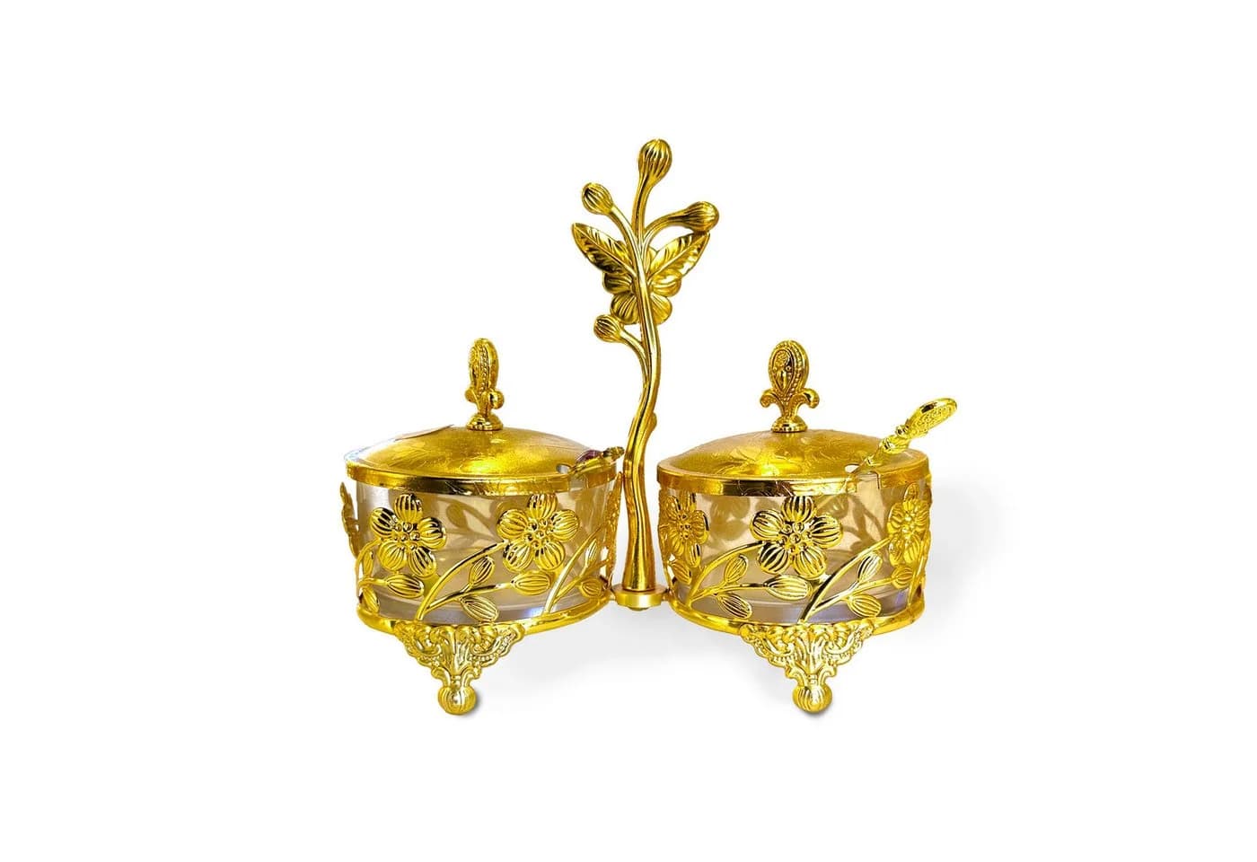 Belle Arti Zuckerdose Set Glas Gold Barockstil mit Ständer - Bild 2