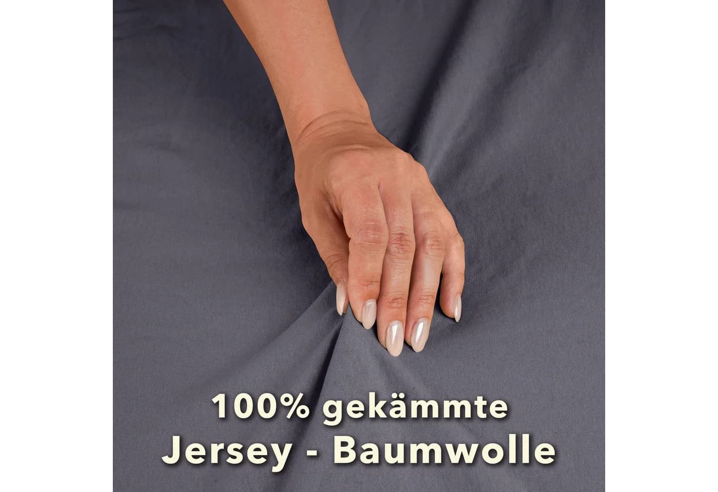 Spannbettlaken aus Baumwolle Jersey, Grau - Bild 5