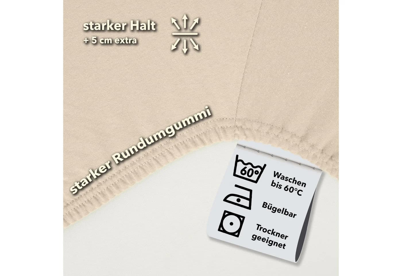 STUDIO Spannbettlaken Basic Creme 100% Baumwolle OEKO-TEX 100 Jersey - Bild 3