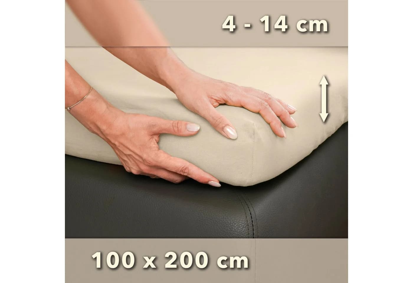 STUDIO Spannbettlaken Basic Creme 100% Baumwolle OEKO-TEX 100 Jersey - Bild 4