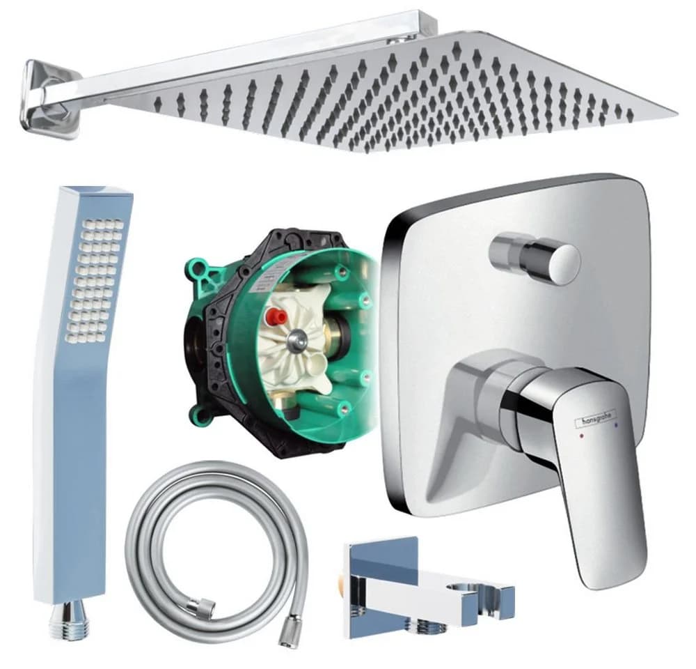 Hansgrohe Jowi Duscharmatur Set Unterputz Kopfbrause 300mm Chrom - Bild 2