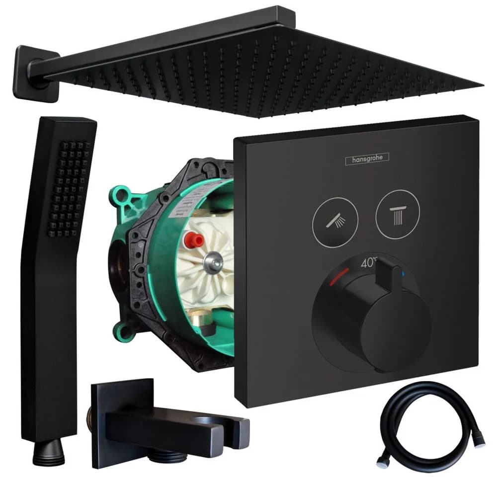 Hansgrohe Jowi Duscharmatur Set Unterputz Thermostat Schwarz