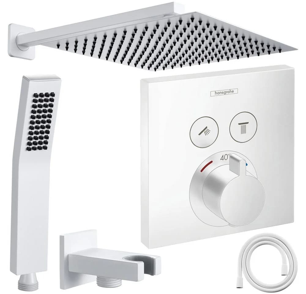 Hansgrohe ShowerSelect Unterputz-Duscharmatur Set Mattweiß mit Regendusche