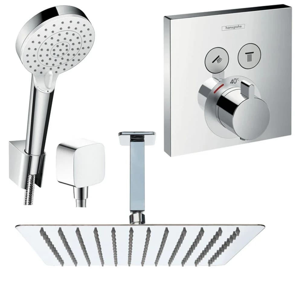 Hansgrohe ShowerSelect Thermostat Set mit Jowi Kopfbrause & Crometta Vario