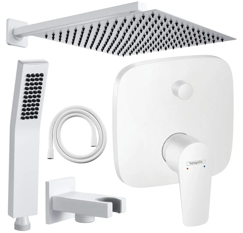 Hansgrohe und Jowi Duscharmatur Talis E Unterputz Duschsystem Weiß Regendusche