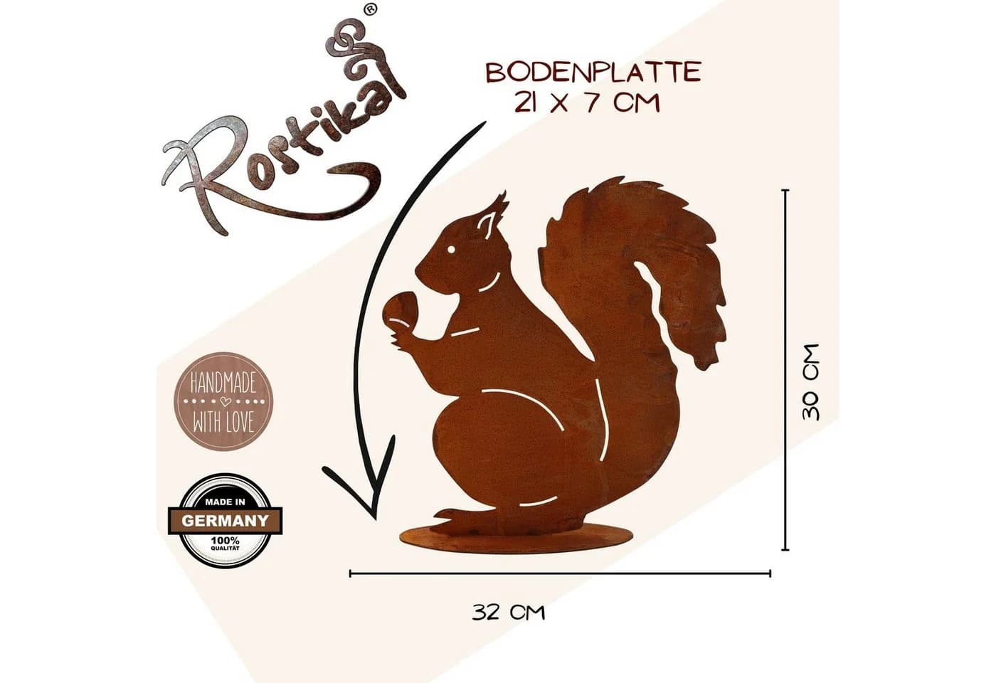 Rostikal Gartenfigur Eichhörnchen Rost Deko Metall