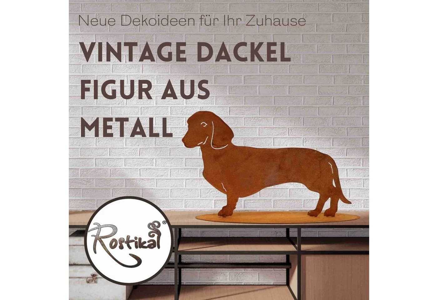 Rustikal Gartenfigur Dackel aus Metall Edelrost - Bild 3