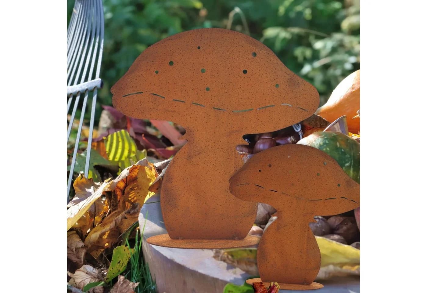 Rostikal Pilzfigur 2er-Set Edelrost Braun Garten Deko - Bild 5