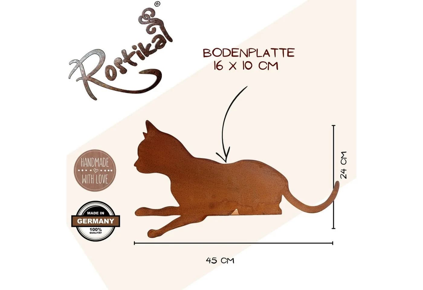 Rostikal Kantenhocker Katze Dekofigur Wohnzimmer Gartendeko