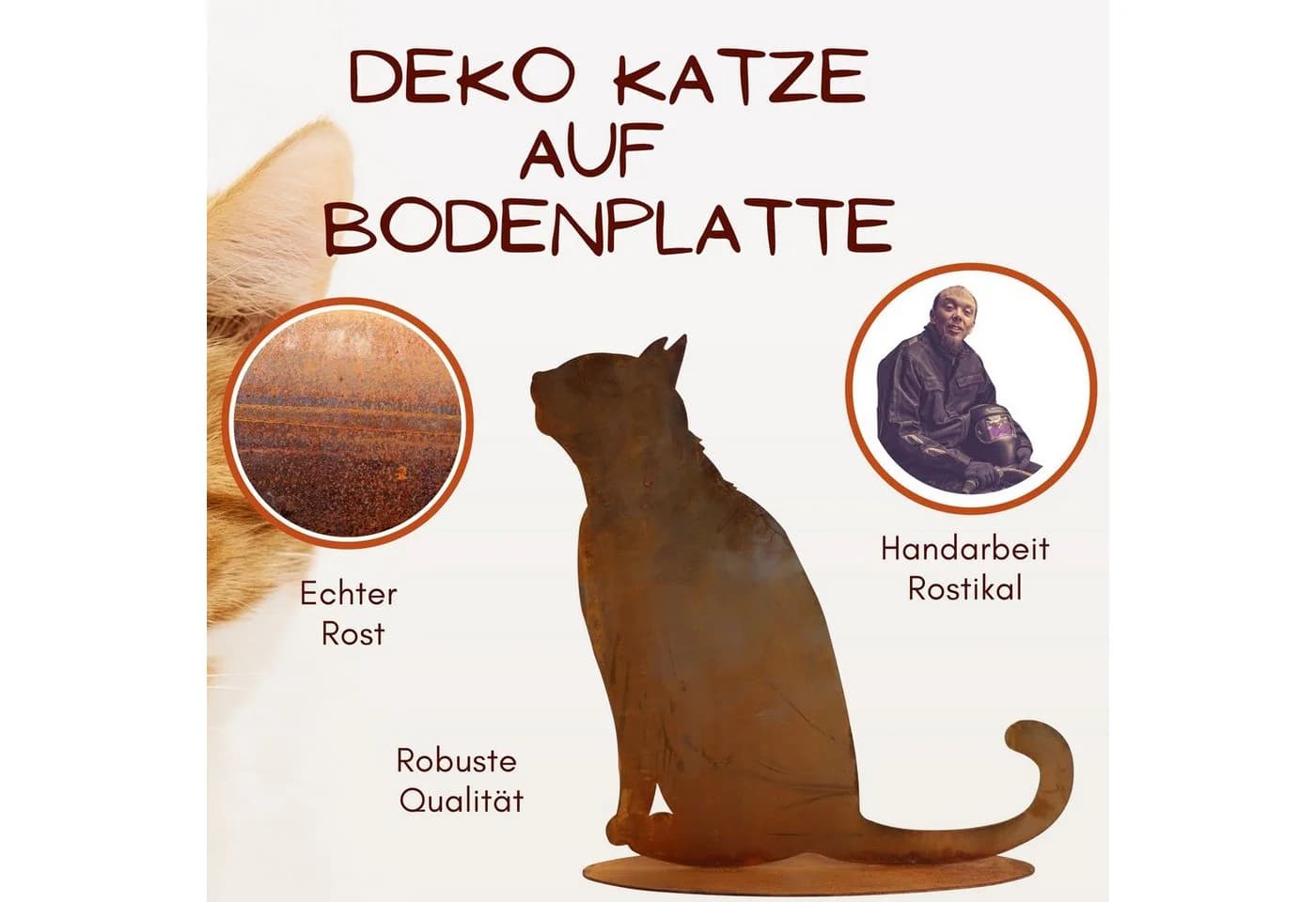Rostikal Gartenfigur Katze Edelrost-Patina Metall-Deko wetterfest - Bild 4