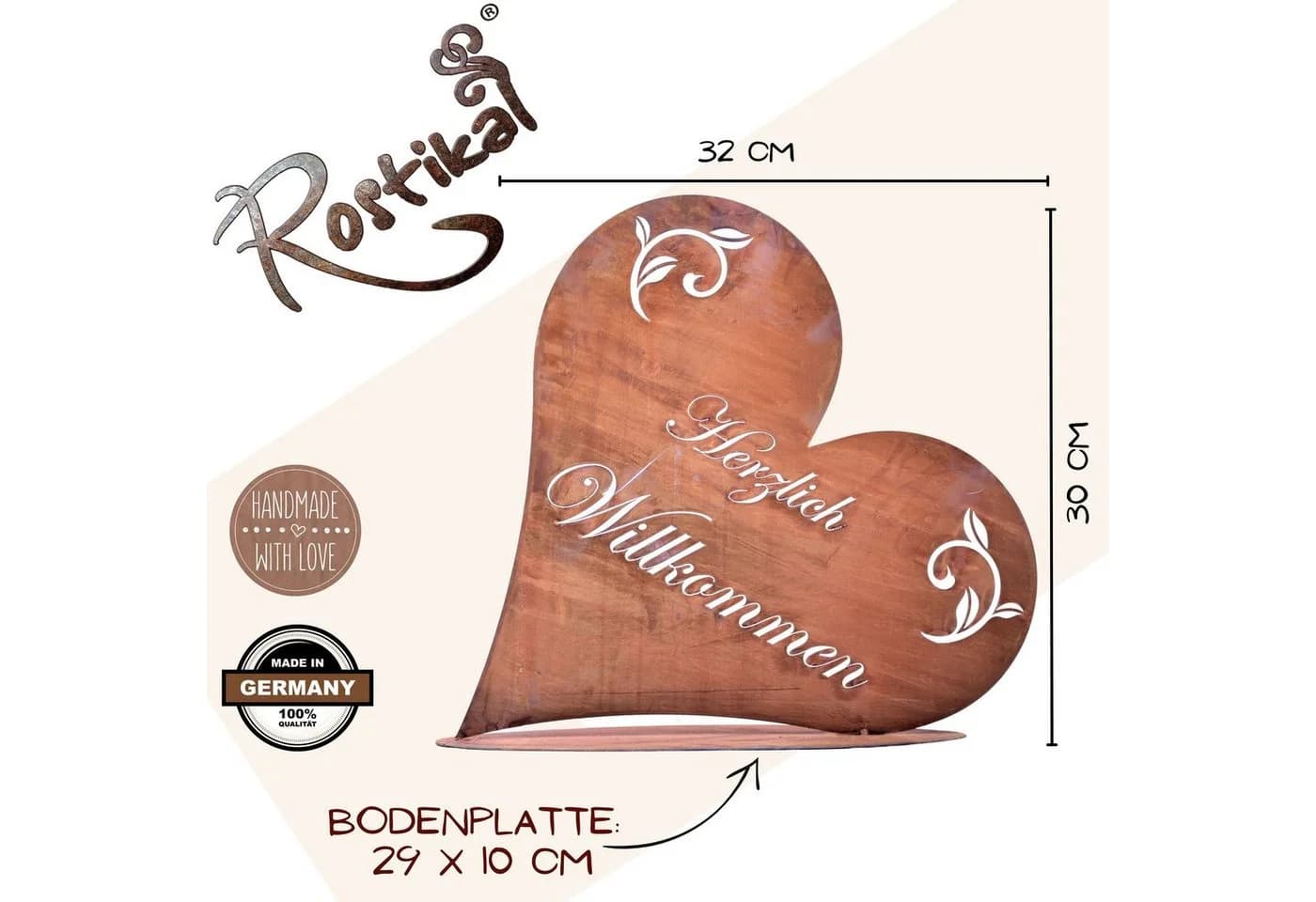 Rostikal Metallschild Herzlich Willkommen Herz Echter Rost Vintage