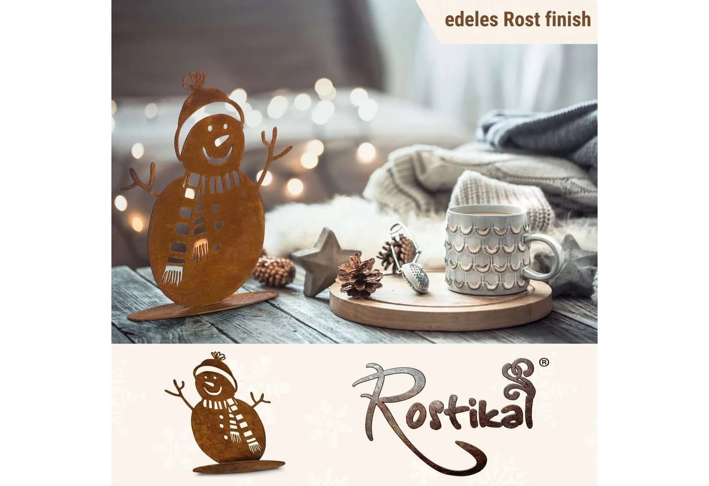 Rostikal Schneemann Metall Winterdeko Edelrost Design Handmade - Bild 4