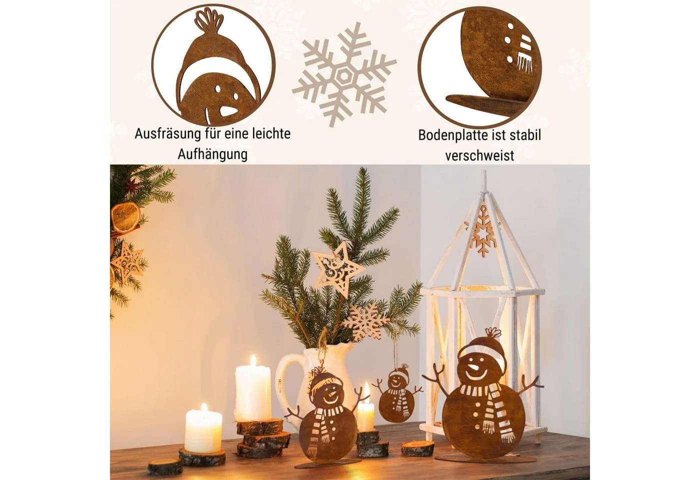 Rostikal Schneemann Metall Winterdeko Edelrost Design Handmade - Bild 5