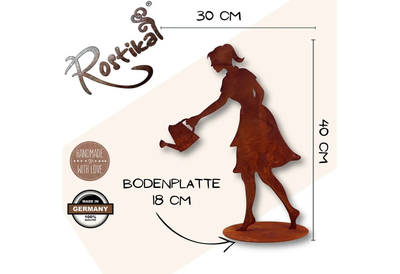 Rostikal Gartenfigur Gärtnerin Edelrost Dekofigur Vintage