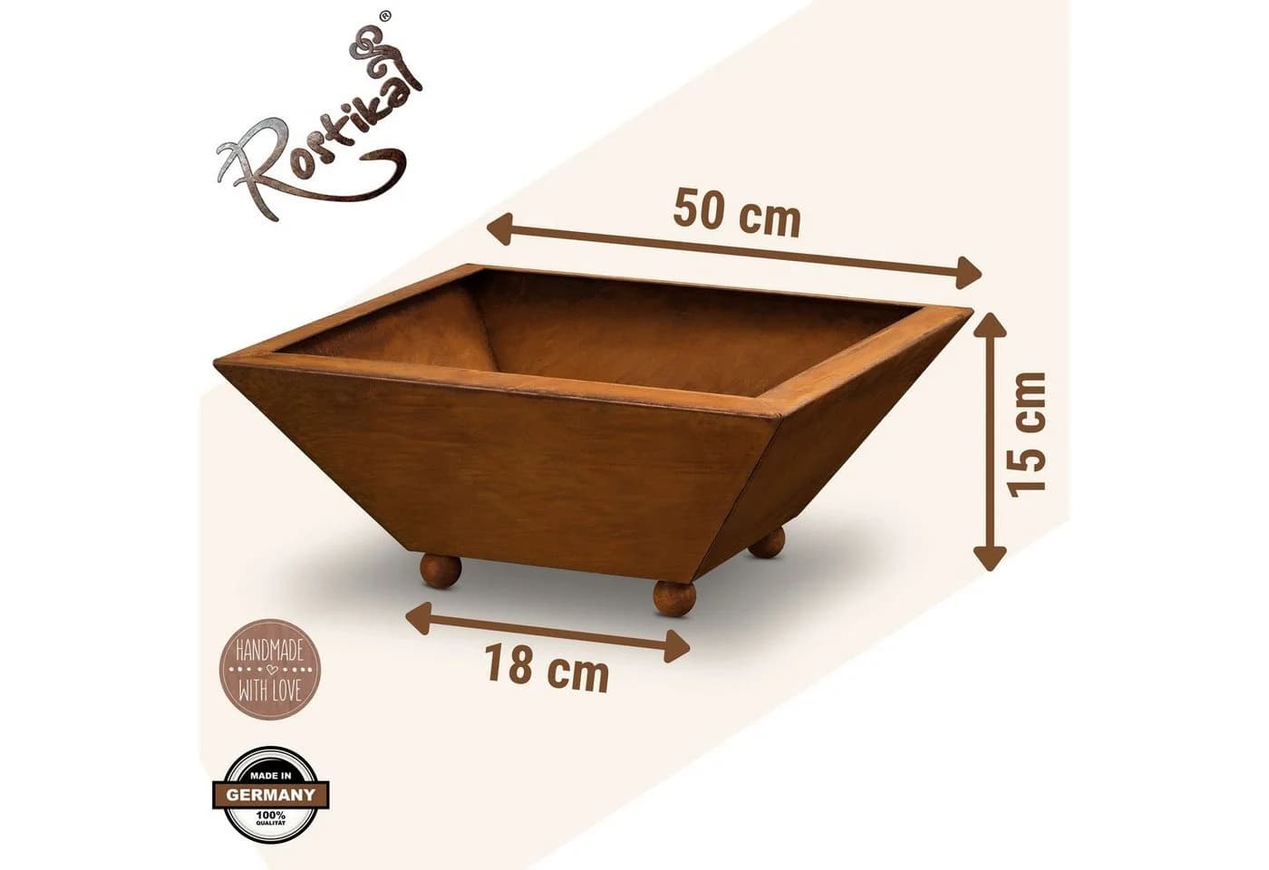 Rostikal Dekoschale Edelrost Deko Pflanzschale 50 x 50 cm