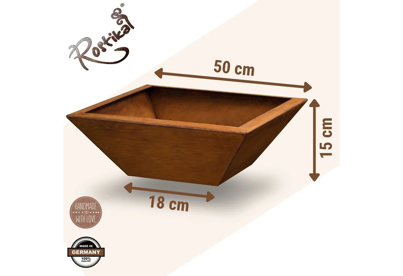Rostikal Pflanzschale Outdoor 50x50cm Metall Vintage