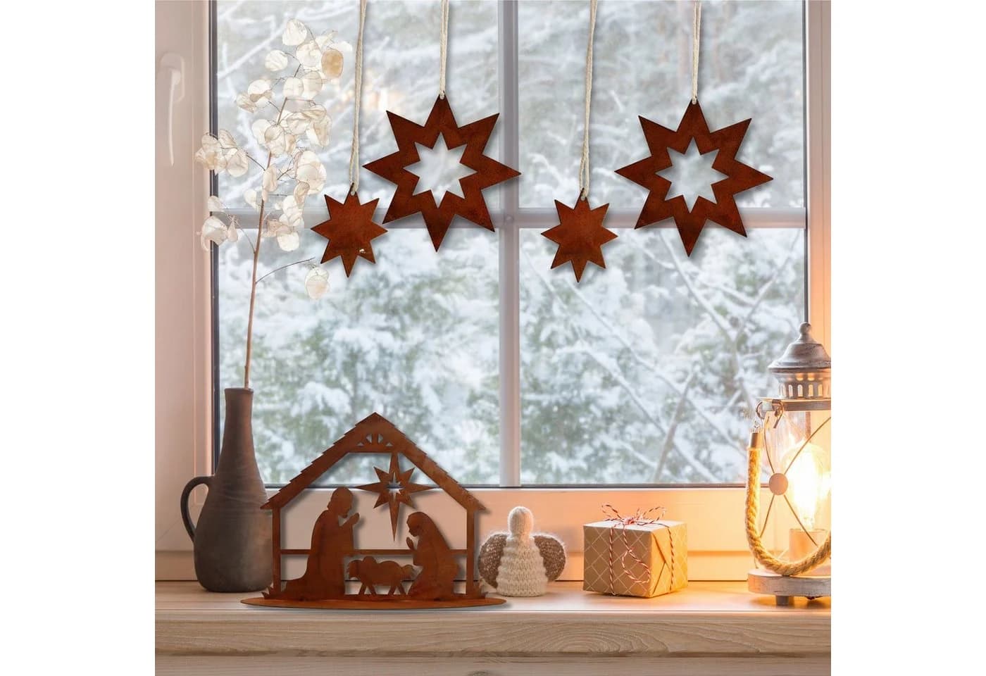 Edelrost Weihnachtsstern Hängedeko oder Gartenstecker - Bild 4