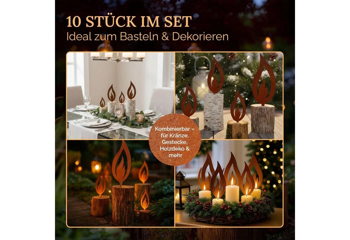 Rostikal Gartenstecker Flammen Deko Echter Rost Metall - Bild 4