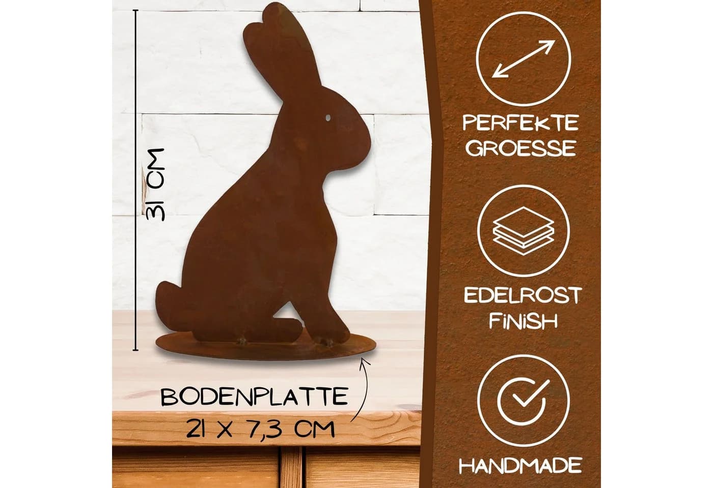Rostikal Osterdeko Figur Hase 31 cm Metall