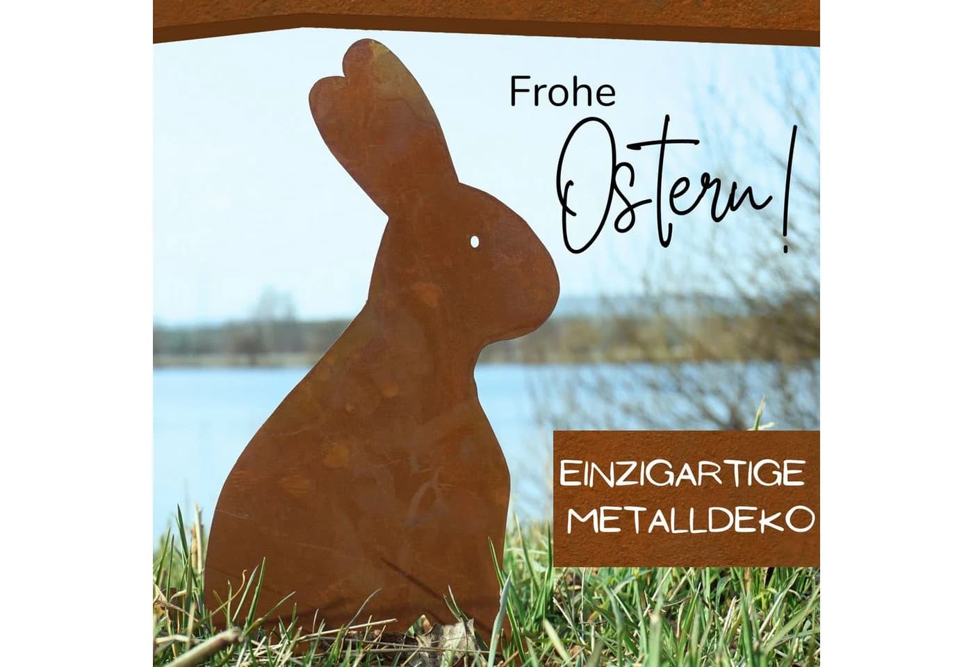 Rostikal Osterdeko Figur Hase 31 cm Metall - Bild 5