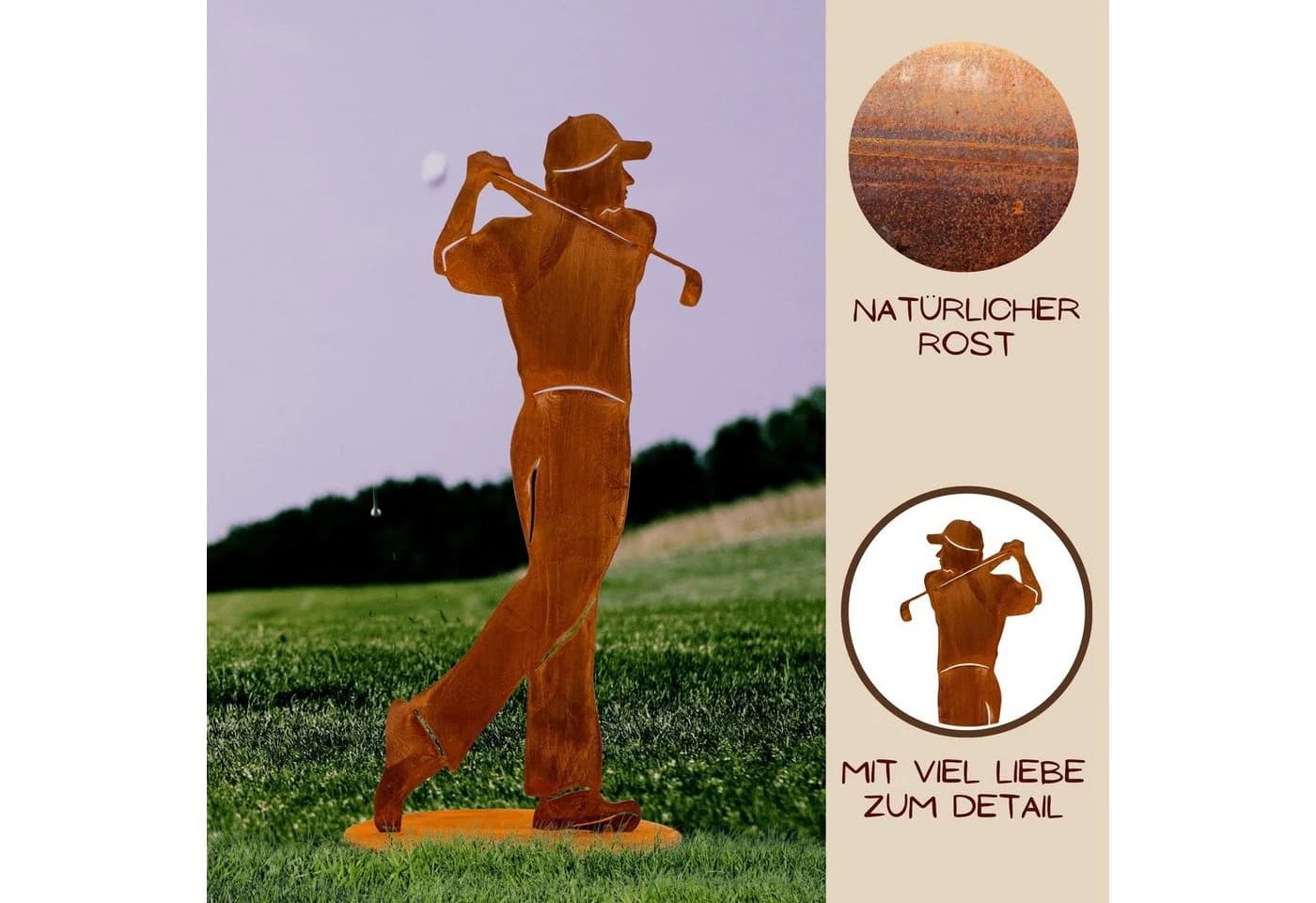 Rostikal Gartenfigur Golfspieler Metall Deko - Bild 3